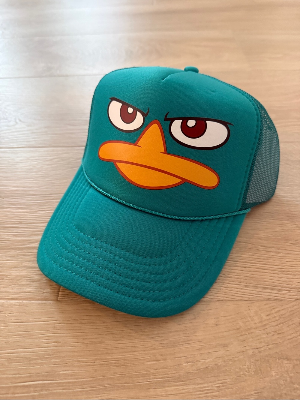 Disney - Perry The Platypus Teal Trucker Hat with Orange Beak Character